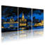 Cités et pays, paysage urbain, nuit, réflexions, ensemble de 3 impressions sur toile-1839643002