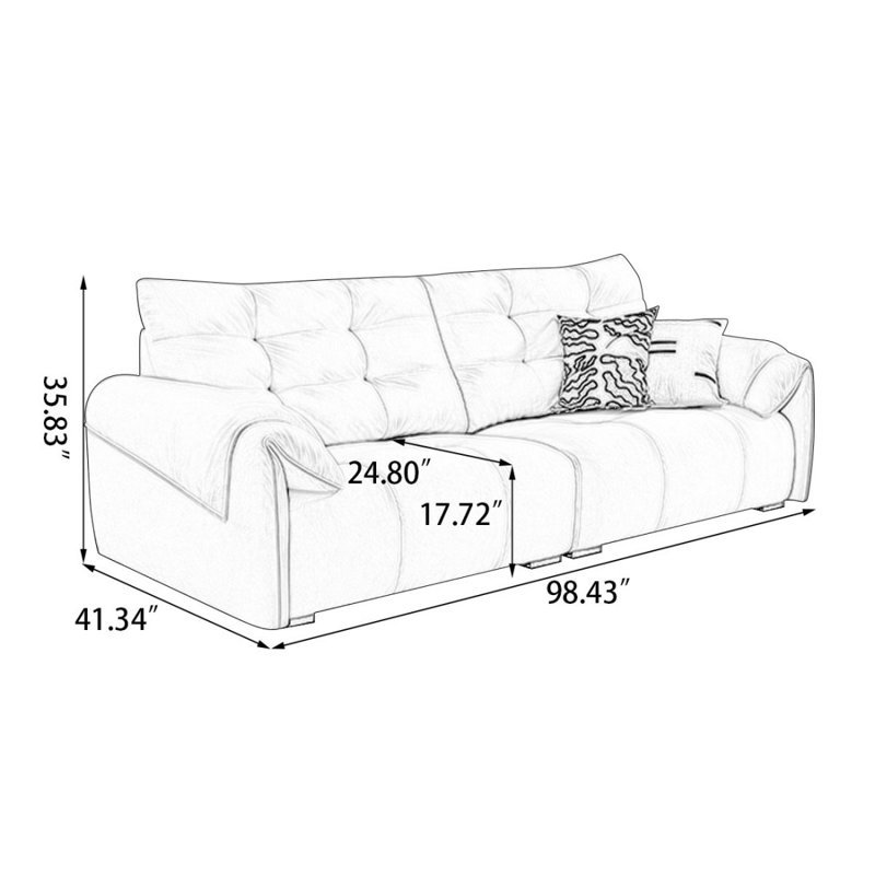 Canapé modulaire en polyester clair kaki clair, H 35,83 po x l 98,43 po x P 41,34 po, Kaki pâle