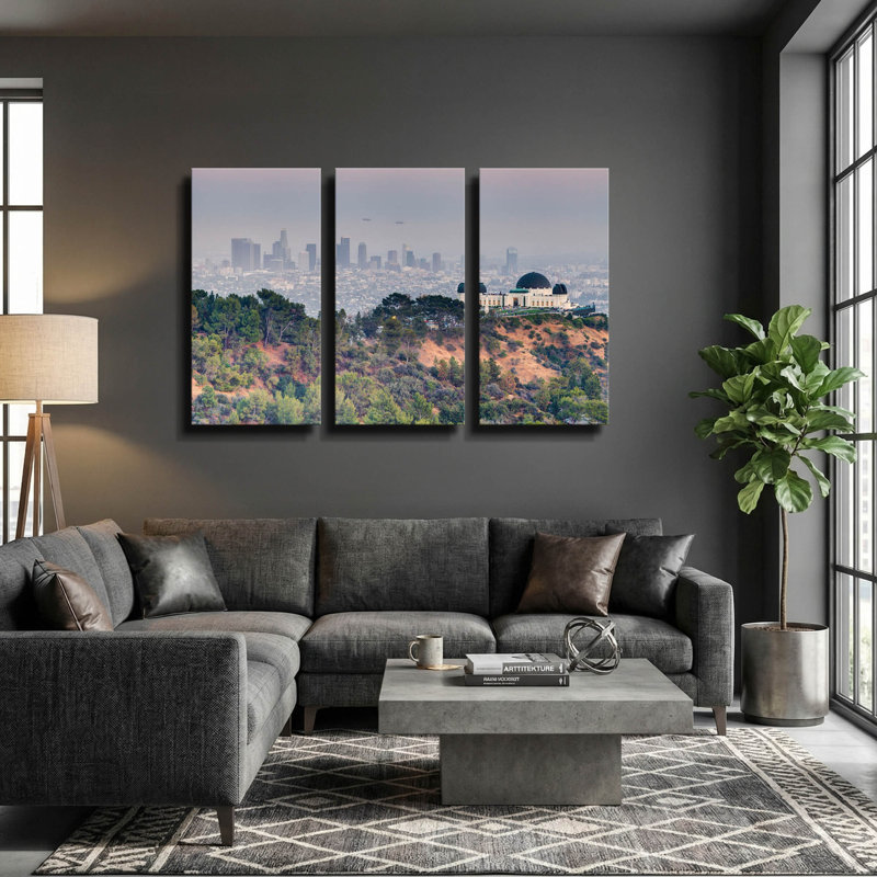 « Griffith Over LA » de Chris Moyer, triptyque mural, 152 x 102 cm, 60 po x 40 po