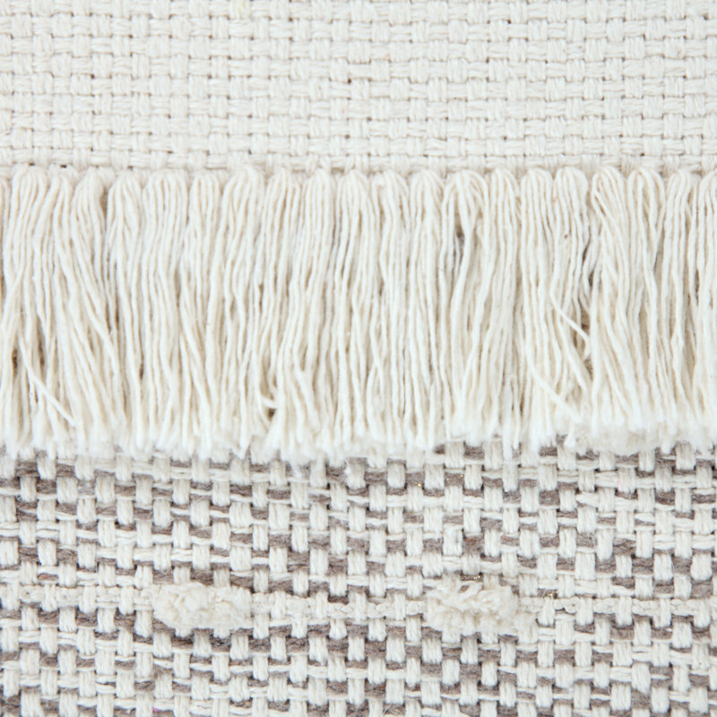 Petit repose-pieds carré en coton Mcginty, beige, Crème, crème