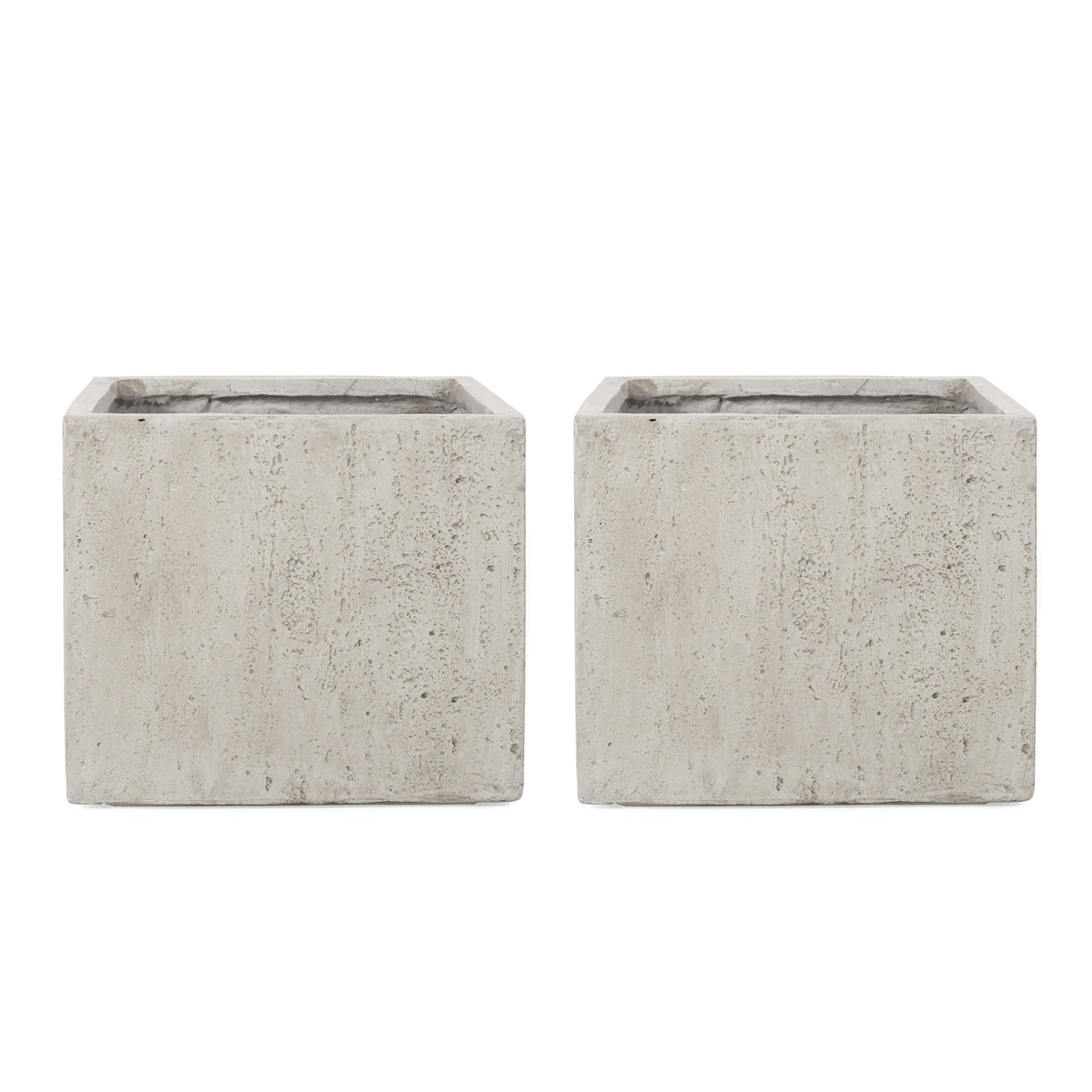 Shiner Lightweight Concrete Planter Box Set, White, 2, 13.6" H x 15.75" W x 15.85" D