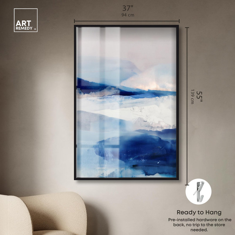 «Breath of the Ocean II», décor bleu par Art Remedy, H 55 po x l 37 po, Noir