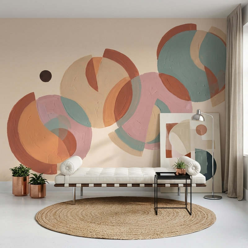 Décoration murale géométrique amovible Mid Mid Century, Texturé non collé, 100 po x 96 po
