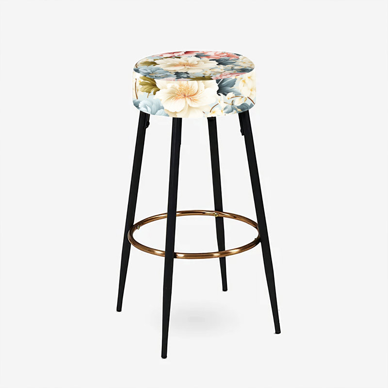 Ensemble de 2 tabourets de bar style chalet beige rustique corail rustique, Lalania Pink And Beige Charm Victorian Pattern