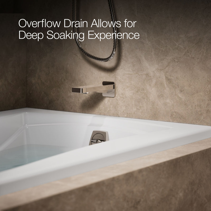 Mariposa 60" x 36" Drop in Soaking Bathtub, White, Right