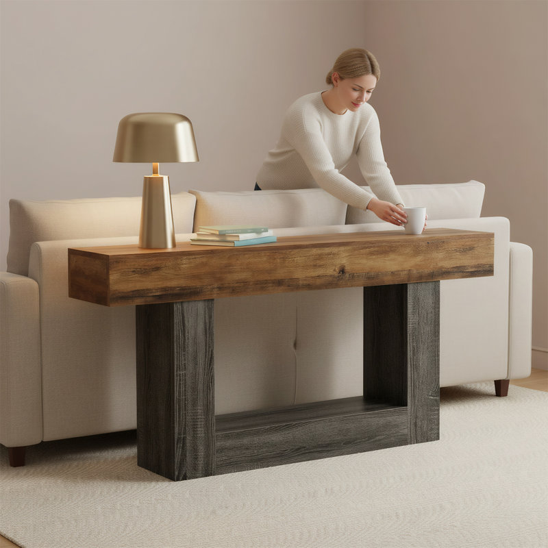 Narrow Wooden Side Table, Rectangular Living Room Table Beside The Sofa
