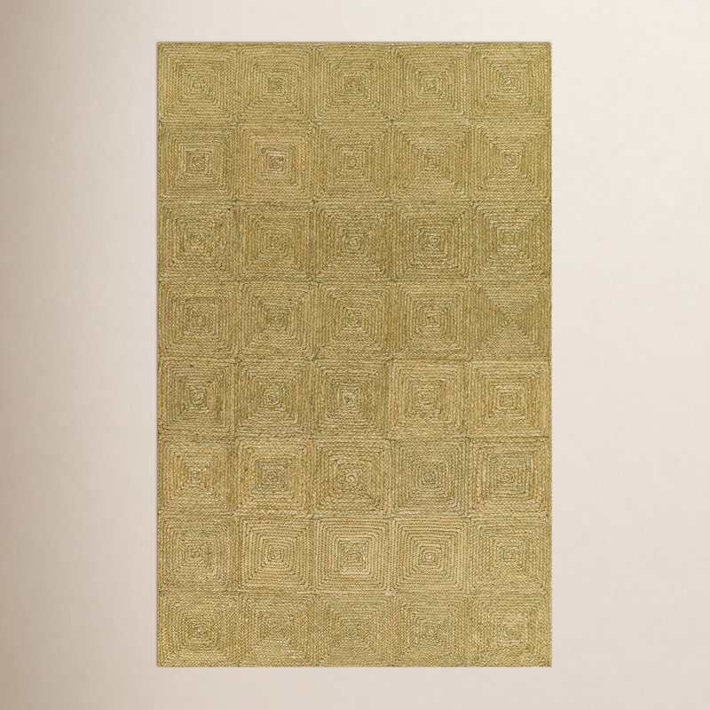 Momeni Maritime Hand Woven Jute Geometric Green Area Rug 8'10" X 11'10", Rectangle 8'10" x 11'10"