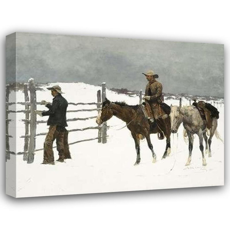 Alcott Hill®, Remington, Frederic Gallery, art sur toile tendue: La chute du cowboy, H 36 po x l 44 po