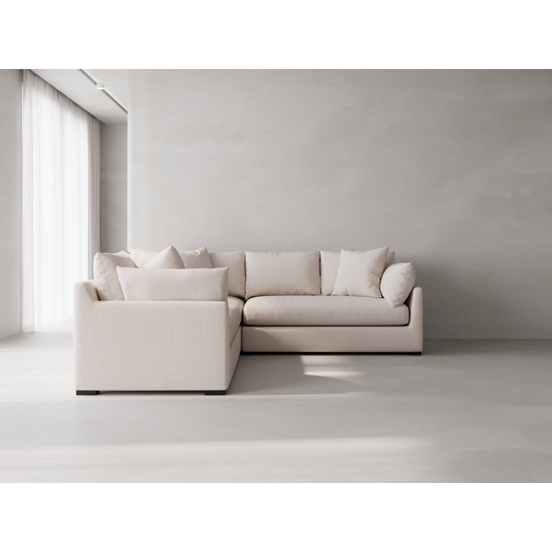 Canapé modulaire Ojai L, Mélange de polyester ivoire Nevis