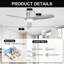 Ventilateur de plafond encastré à 3 pales 52 pouces avec lumière, gris, télécommande / APP Shandi Modern Smart-1817163655