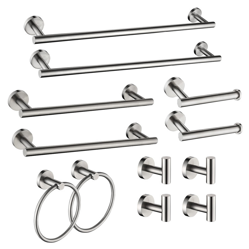Ensemble de quincaillerie de salle de bain 12 pièces, Nickel brossé