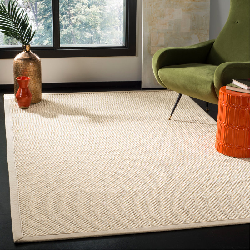Tapis de couleur unie en fibre de sisal Chaidez, Rectangle 6 pi x 9 pi
