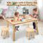 Ensemble de table de jeu et de chaise pour enfant avec 3 bacs de rangement et table roulante en bois massif Kids