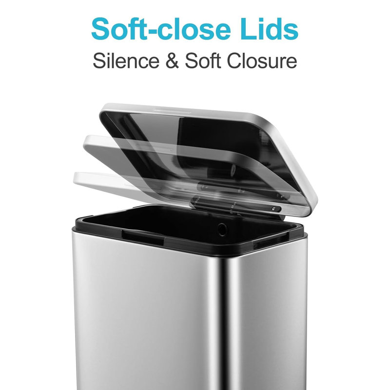 50 Liter Silver Stainless Steel Rectangular Step Trash Can
