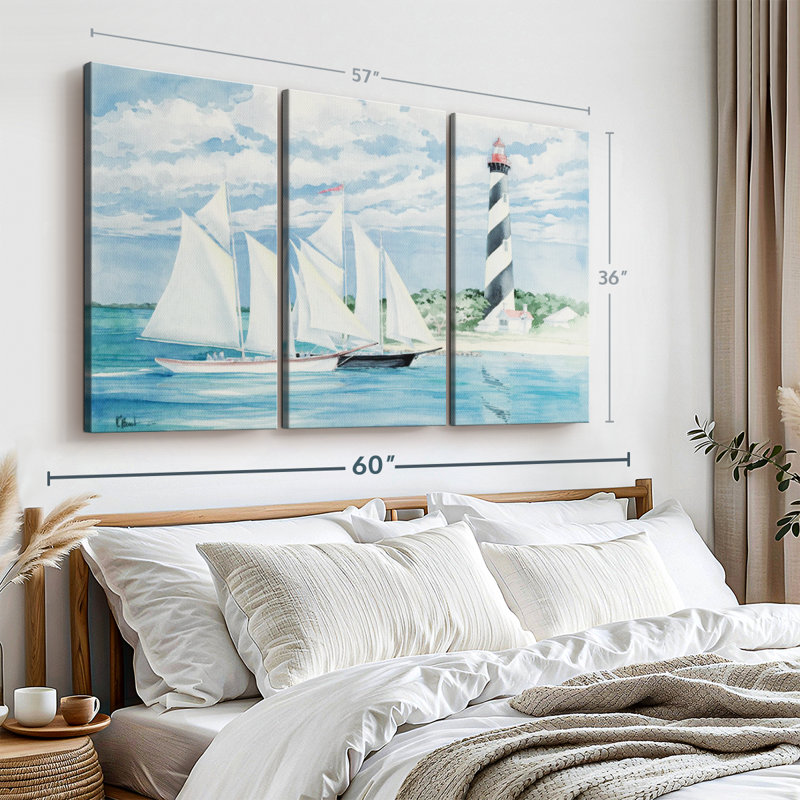 «Passing The Light», 3 pièces sur toile, H 36 po x l 57 po x P 1,25 po