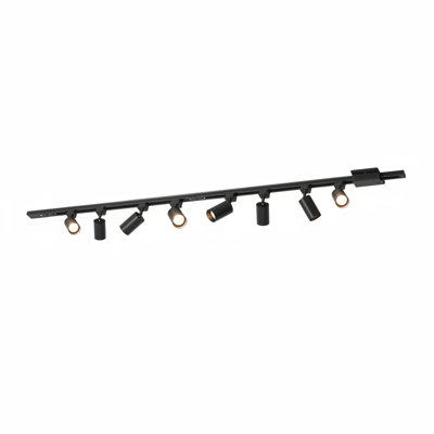 Black 6-Light LED Track Lighting Kit, 6.6FT H-Track Rails, GU10(No Bulbs)