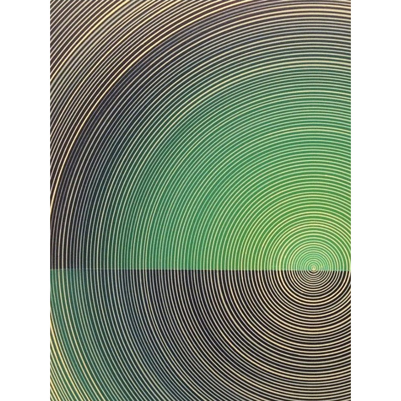 Green Vibration Acrylic Painting by Ghanshyam Gupta – 30" x 30" Abstract Art with Concentric Circles for Modern Spiritual Décor