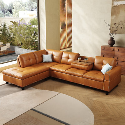 Canapé modulaire surdimensionné en cuir 97,5 ", canapé en L avec
