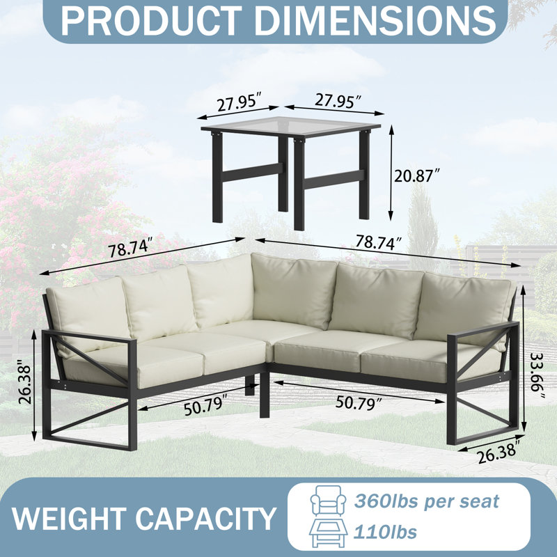 Ensemble de canapé modulaire d'extérieur 6 pièces avec coussins