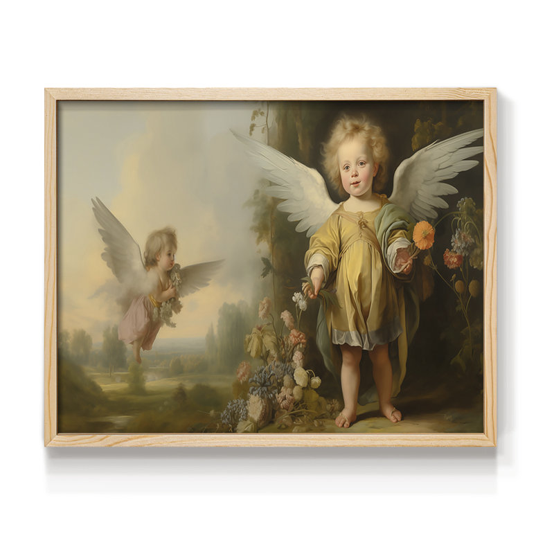«Angels From Above» - Reproduction encadrée - Restickable, H 8 po x l 10 po, Encadré naturel