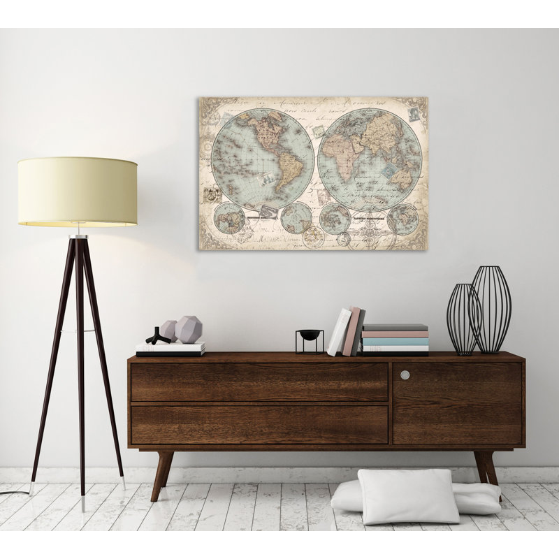 « world map », reproduction de peinture à l’acrylique sur toile tendue, 10 po x 15 po