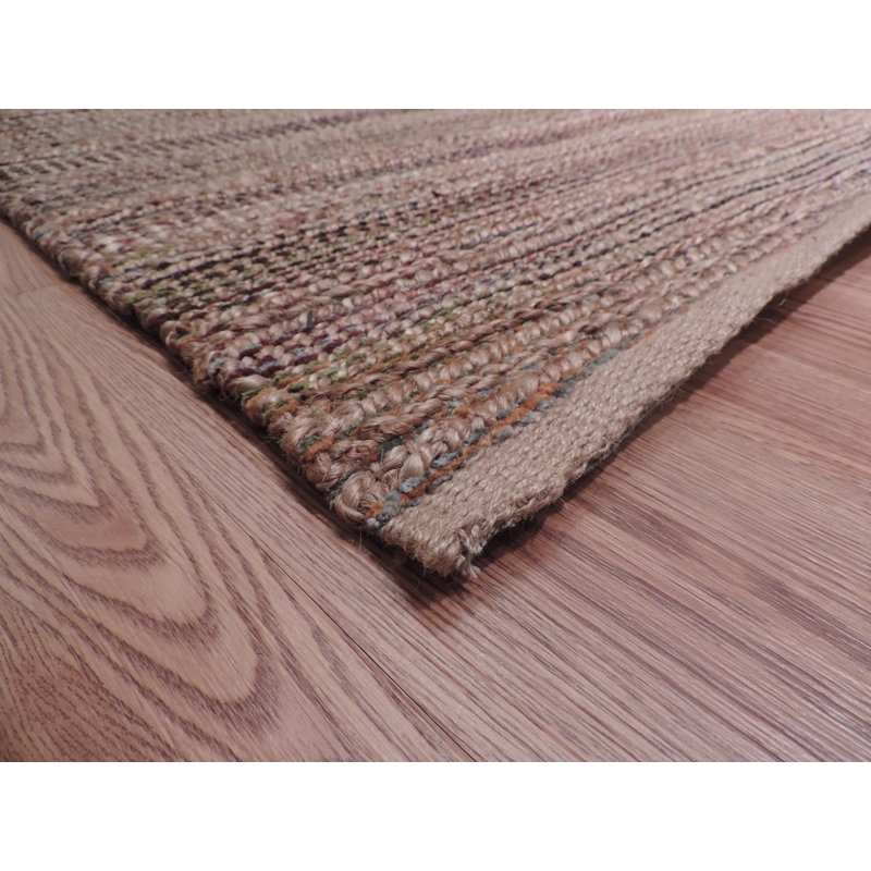 Modern Farmhouse Handmade Natural Fiber Jute Indoor Area Rug with Cotton Backing, Rectangle 2' x 3', Tan/Multicolor
