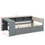 Lit plateforme double avec tablettes, tiroirs, port de charge et tête de lit recouverte de tissu-23677573