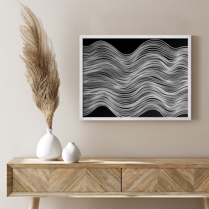 Reproduction d'art encadrée abstraite pour décoration intérieure moderne - 12 po x 16 po, H 12 po x l 16 po, Blanc