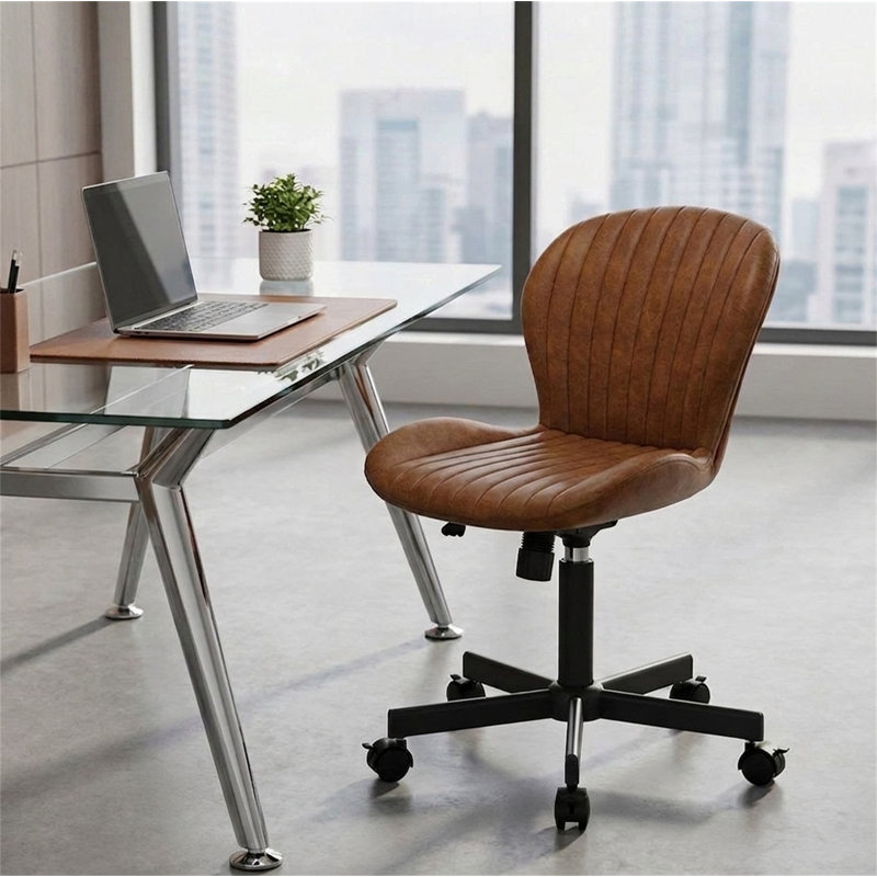 PU Leather Home Office Chair, Brown