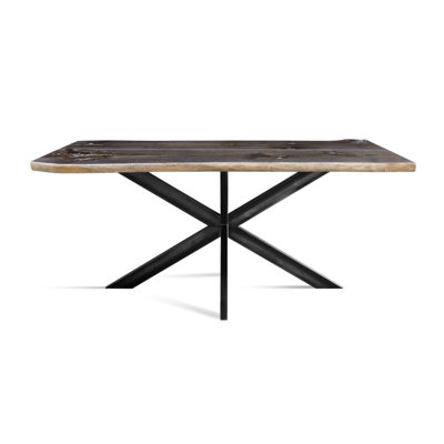 Meredosia Oak Solid Wood Top Metal Base Dining Table