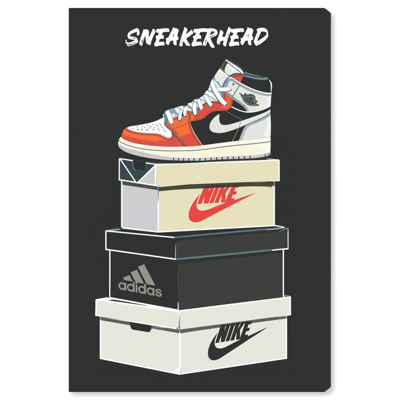 «Pile Of Sneaker Boxes» par Notoriart, H 15 po x l 10 po, Toile tendue