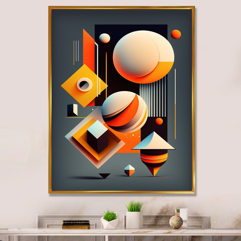 "Graphic Retro Compositions VI", reproduction encadrée sur toile, Format or, H 32 po x l 16 po x P 1 po