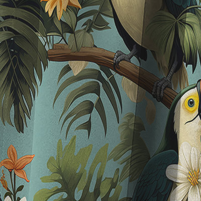 Motif tropical toucan tropical - Rideau floral - Rideau occultant floral - 1 panneau