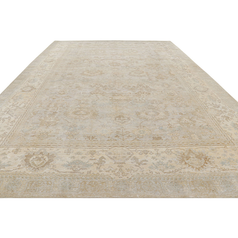 Rug & Kilim’S Oversized Oushak Rug In Cream And Beige With Floral Patterns, Rectangle 5' x 8'