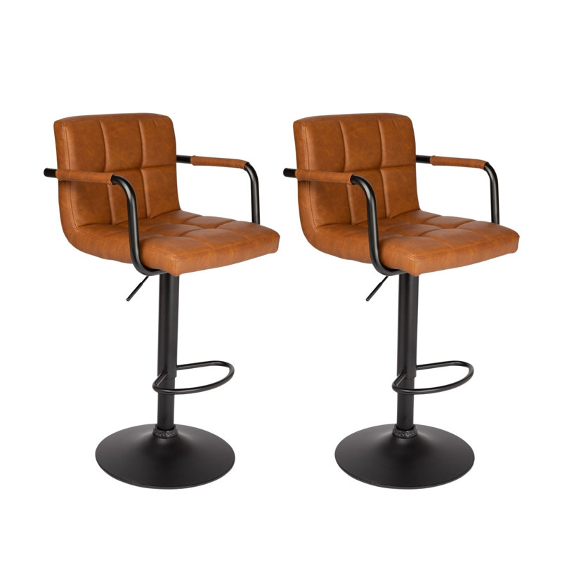 Tabouret pivotant à hauteur réglable Cahir, Brun caramel