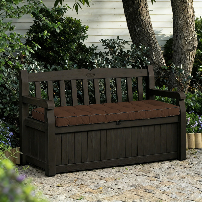 Outdoor 4'' Thick Bench Seat Cushion, 63*20In Waterproof Bench Seat Cushion Replacement, Coffee Brown