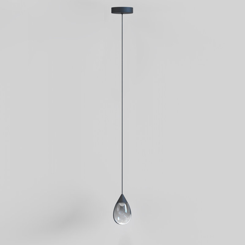 Luminaire suspendu en forme de larme à DEL 1 lumière Aliceann, Noir mat, Fumée