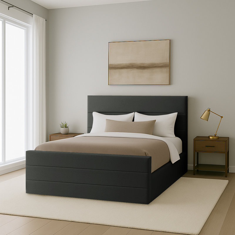 Abrytha Upholstered Ottoman Storage Bed, Asphalt, Super King (6')