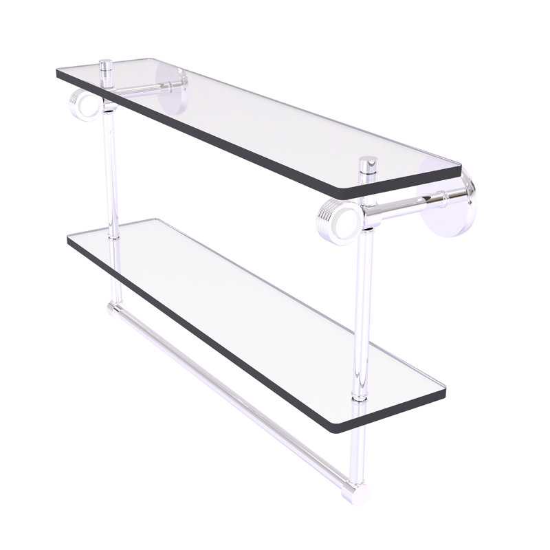 Tablette murale double verre Margolis, H 12,8 po x l 22 po x p 5,6 po, Chrome poli