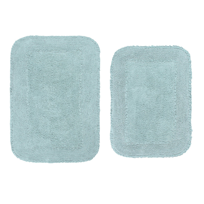 Aceyon Plush Cotton Bath Rugs (Set of 2), Sky Blue
