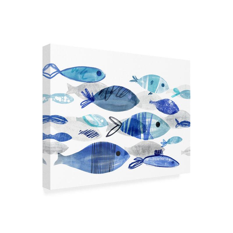 Annie Warren «Fish Parade I», art sur toile, H 18 po x l 24 po x P 2 po