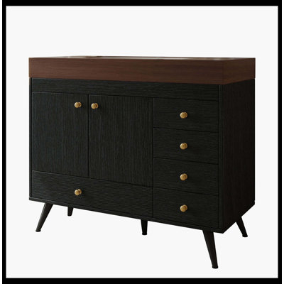Meuble-lavabo autoportant 36 po - comptoir en faux marbre, lavabo en céramique, 5 tiroirs, pieds en acier inoxydable