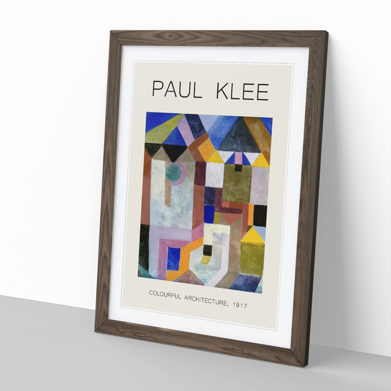 Colorful Architecture by Paul Klee - Picture Frame Art Prints, 36cm H x 27cm W x 2cm D, Walnut