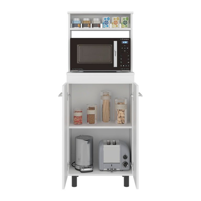 Armoire de cuisine Taylor avec tablette à micro-ondes et portes, blanc