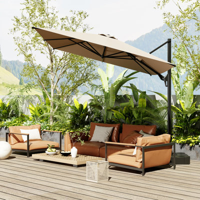 156.3"X 116.9" Rectangle Patio Cantilever Umbrella With 360° Rotation Without Base