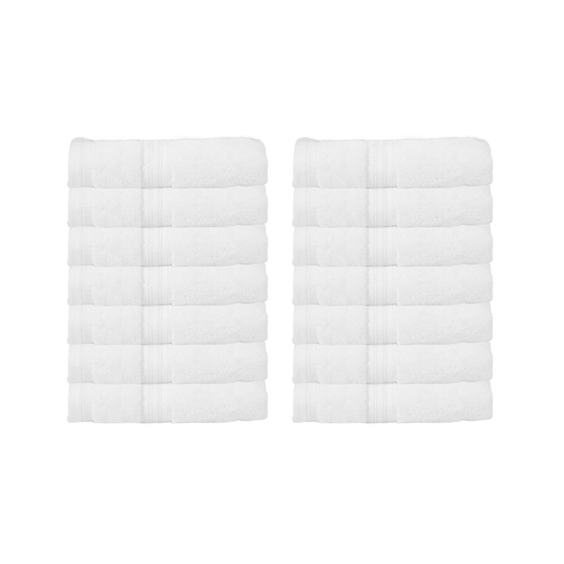 Essuie-mains 100% coton Elegance Essentials 550GSM Zero Twist (ensemble de 12) - 13 po x 13 po, Blanc
