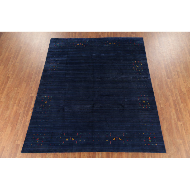 Tapis tribal rayé bleu Gabbeh 8