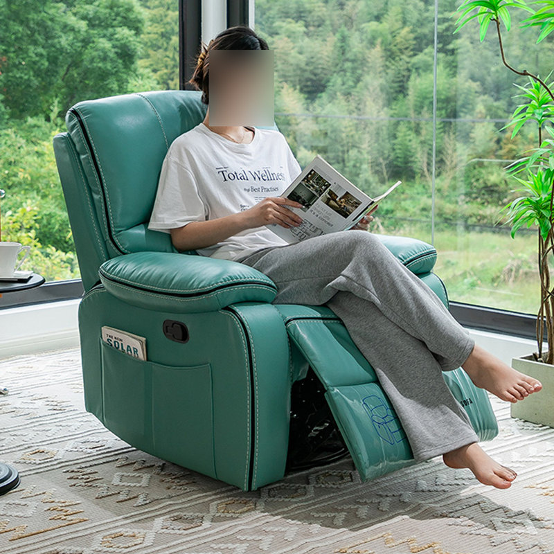 Fauteuil inclinable multifonctionnel en similicuir de salon, Bleu