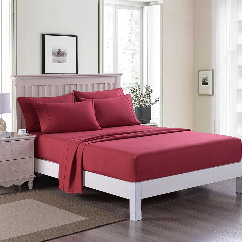 Microfiber Sheet Set, Twin, Burgundy