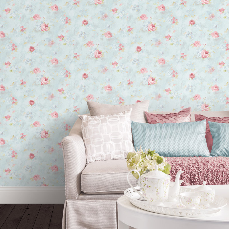 Garretson 10m x 52.8cm Wallpaper Roll, Pink/Blue